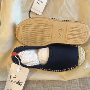 Seastar Navy Espadrilles with Tan Sole